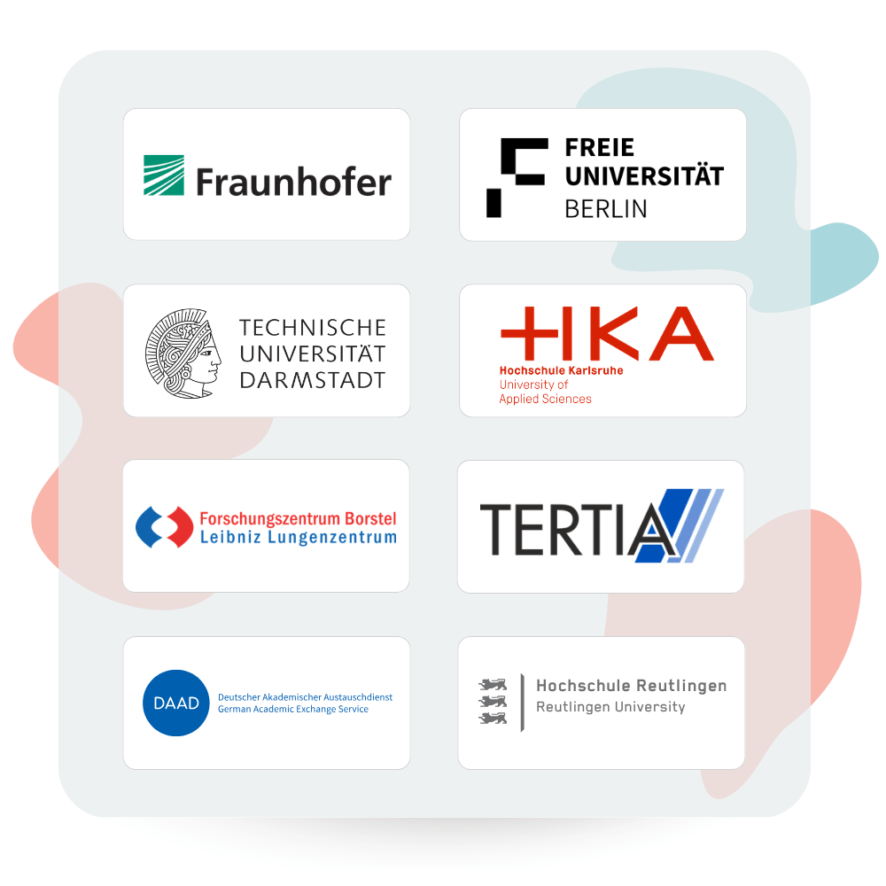 Kunden aus dem Bereich Bildung und Forschung: Fraunhofer, Max-Planck-Institut, Hochschulen Karlsruhe, Bremerhaven, Reutlingen, Darmstadt, Forschungszentren