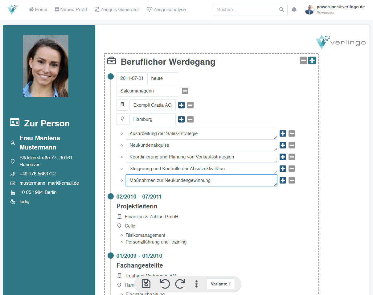 Profil bearbeiten TalentScout